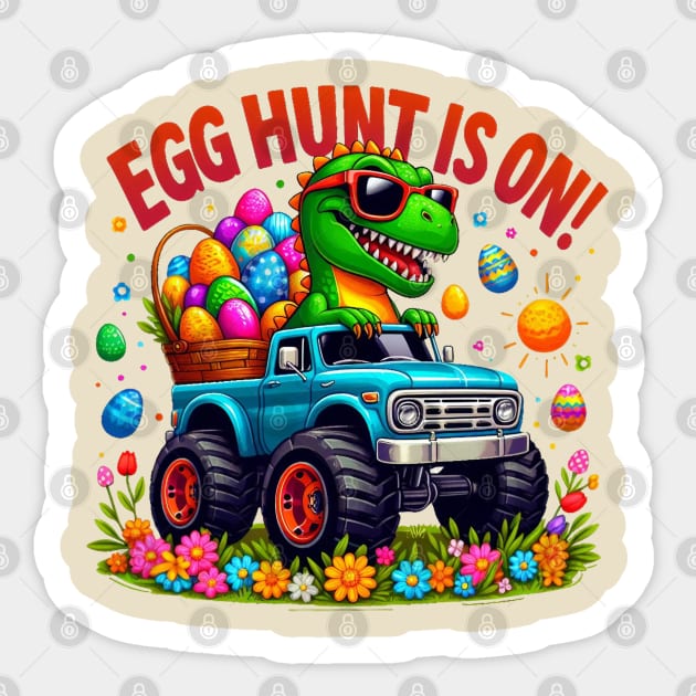 Kids Boys Happy Easter Monster Truck Easter Eggs Sticker by BukovskyART